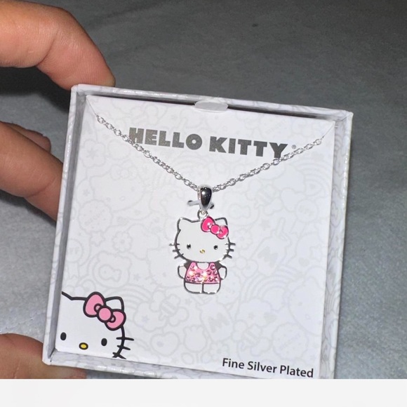 Women’s necklace, silver plated, with enamel and crystal pendant - Picture 2 of 4